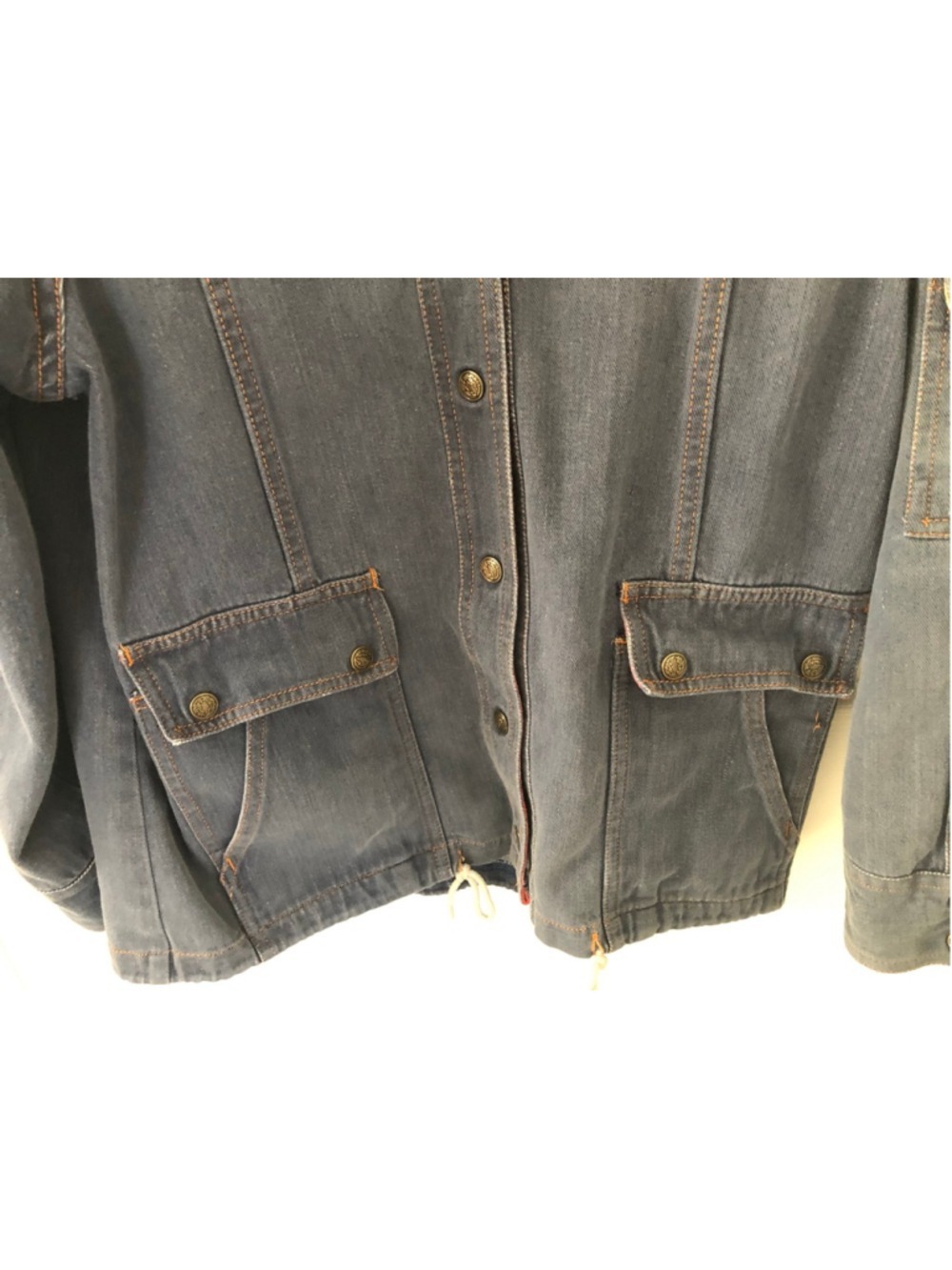 Vintage 70’s-80’s Denim Workwear Chore Jacket Cotton Plaid Lining Women’s Large - Picture 4 of 10